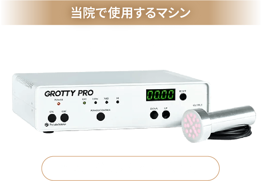当院で使用するマシン GROTTY PRO 痛み、ダウンタイム一切なし
